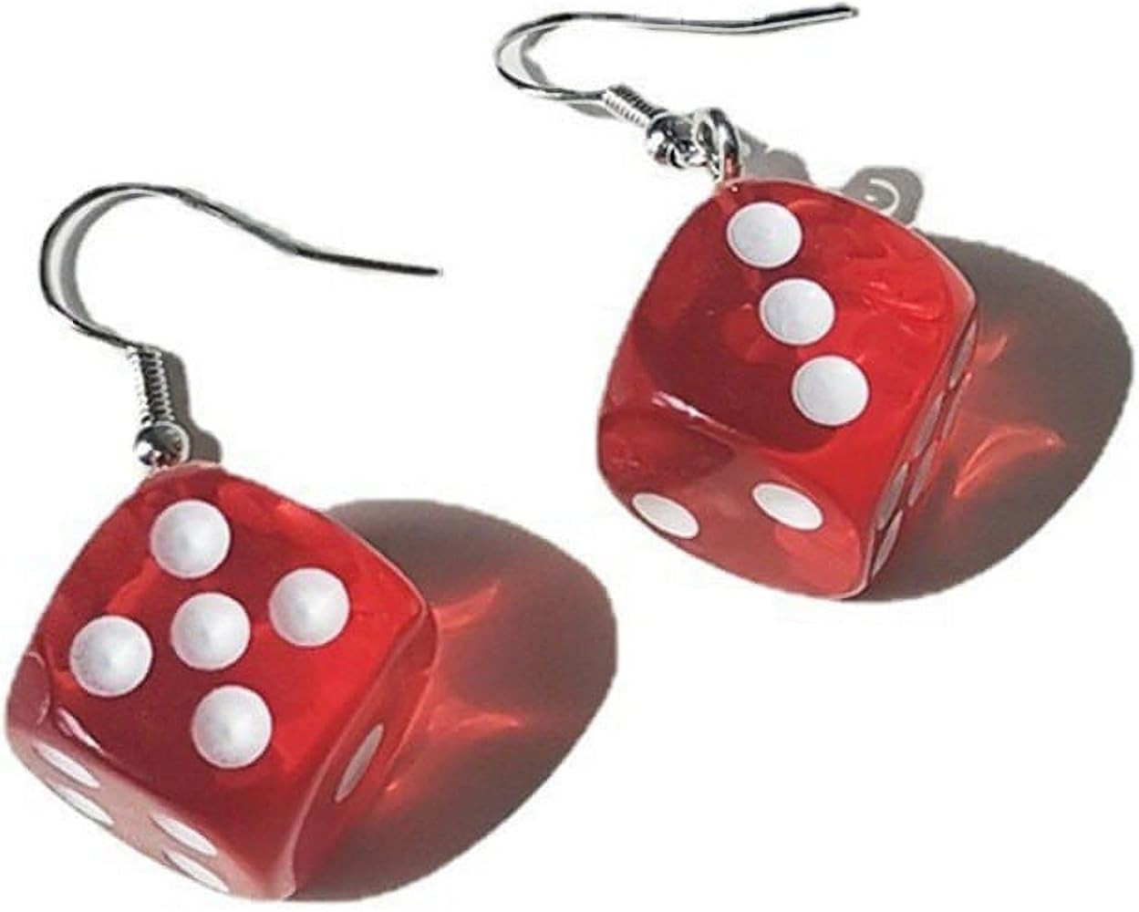 2Pcs Red Dice Earrings, Disco Dancing Earrings, Punk Funny Geometric 3D Dice Drop Dangle Earrings... | Amazon (US)