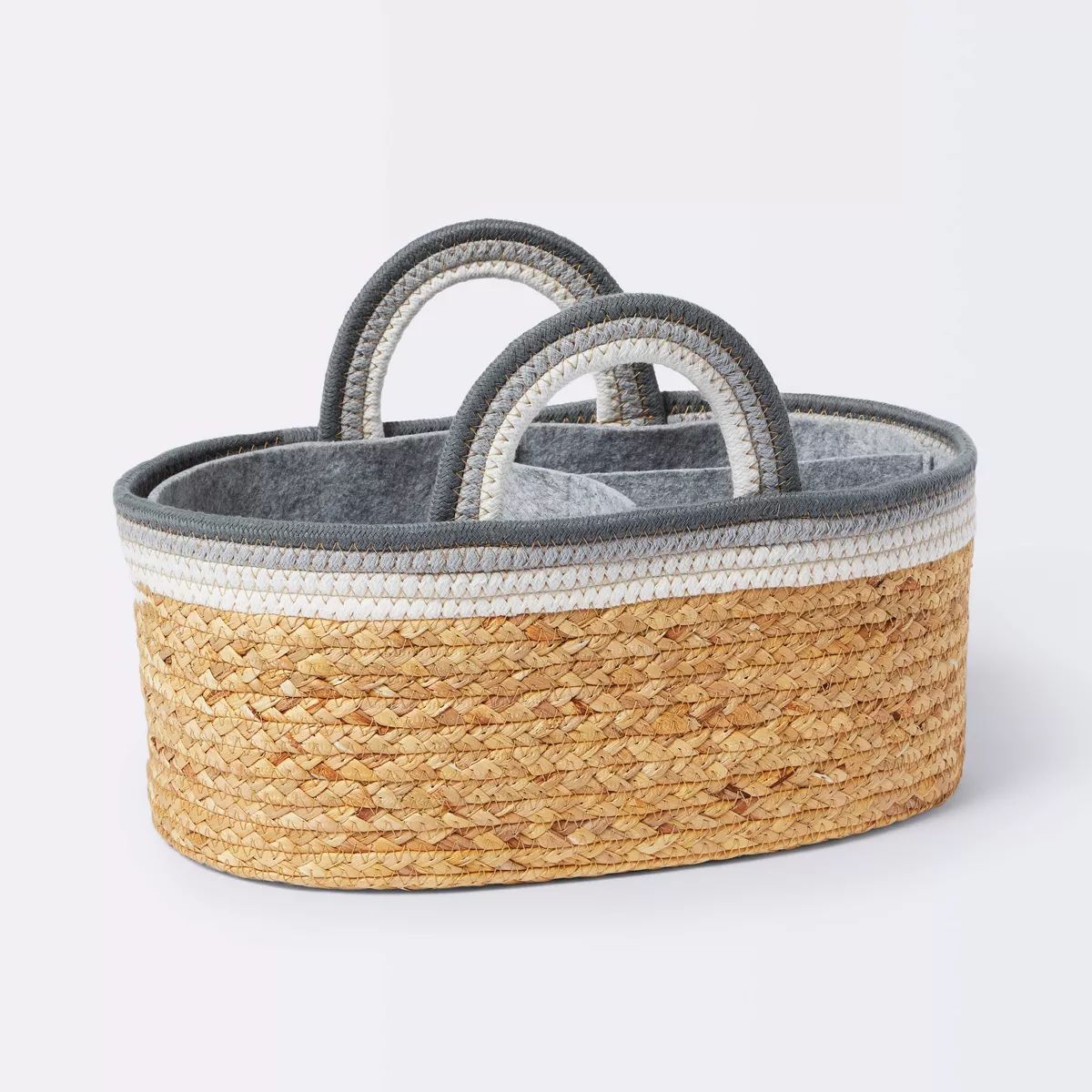 Braided Water Hyacinth Decorative Container with Coiled Rope Handles - Gray - Cloud Island™ | Target