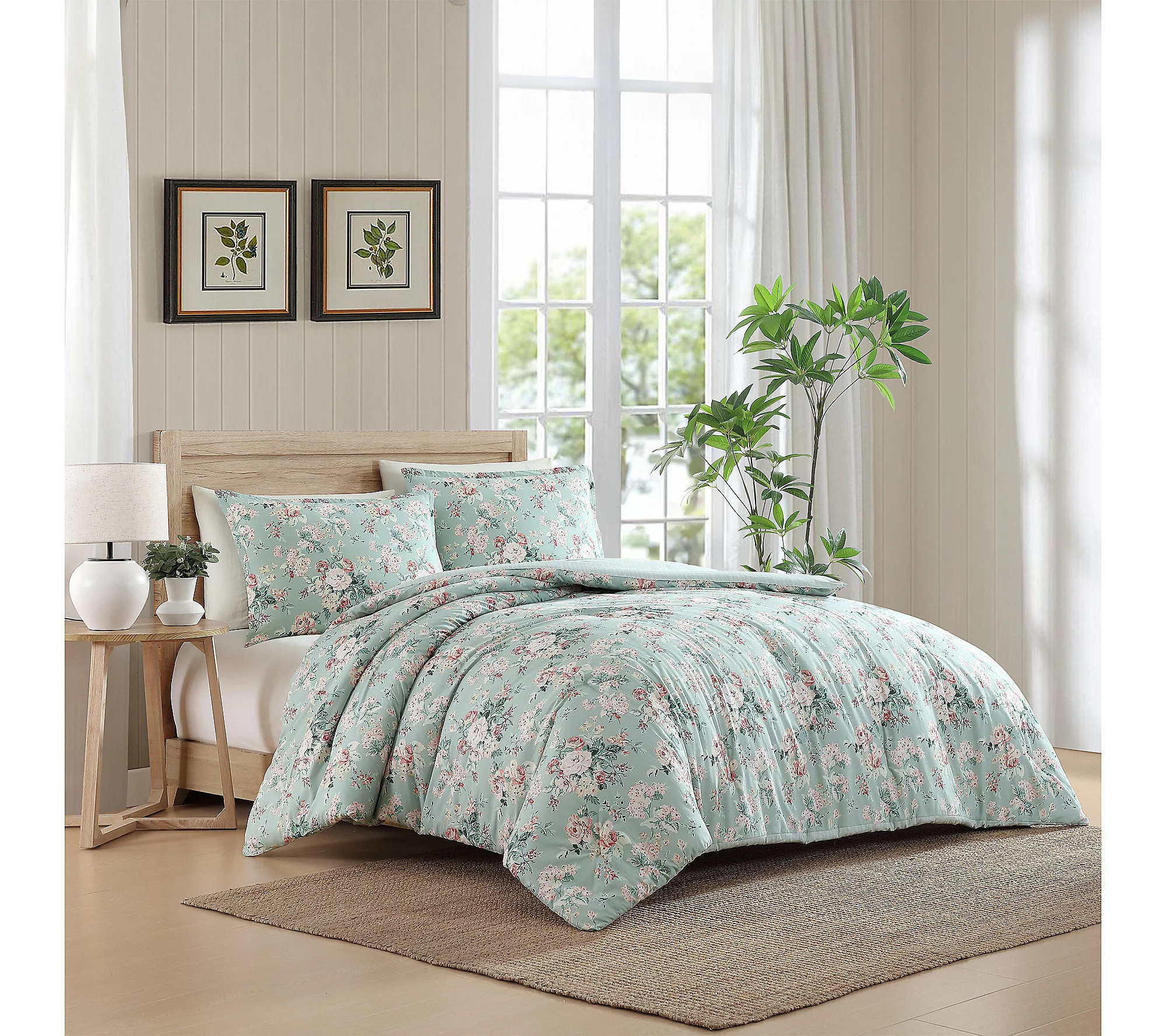 Laura Ashley Rosemoore Face Pink Cotton King Co mforter Set | QVC