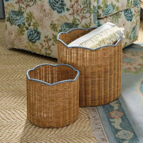 Lulu Woven Scalloped Baskets - Set of 2 | Ballard Designs | Ballard Designs, Inc.