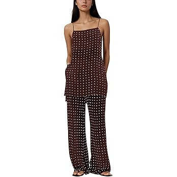 calbatic Polka Dot 2 Piece Sets for Women Summer Camisole and Pants Lounge Sets Vacation Resort T... | Amazon (US)