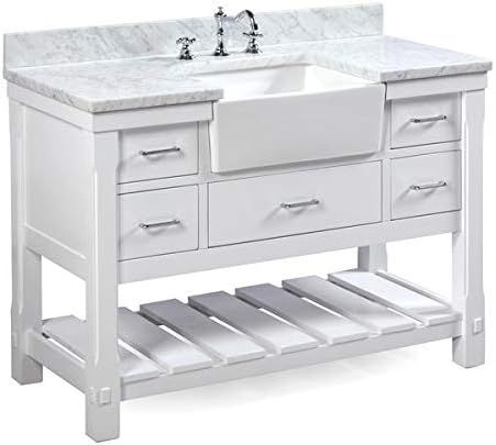 Charlotte 48-inch Bathroom Vanity (Carrara/White): Includes White Cabinet with Authentic Italian ... | Amazon (US)