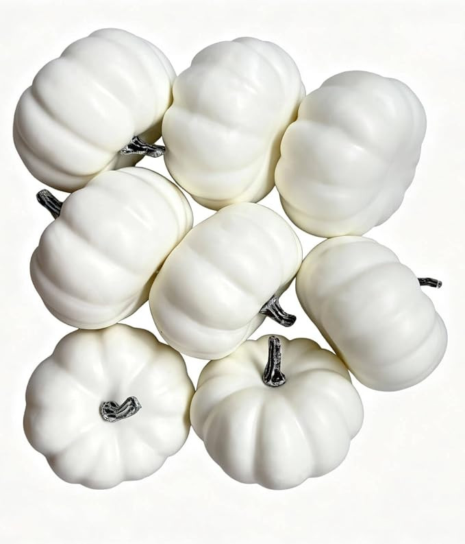 8 Pack 4 Inch White Foam Pumpkins for Crafts \u2013 Large Faux Artificial Pumpkins for Painting, ... | Amazon (US)