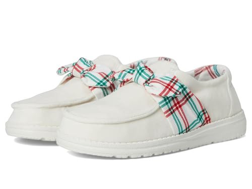 HEYDUDE Womens Wendy Bow Tartan Plaid White Plaid 6 Medium | Amazon (US)