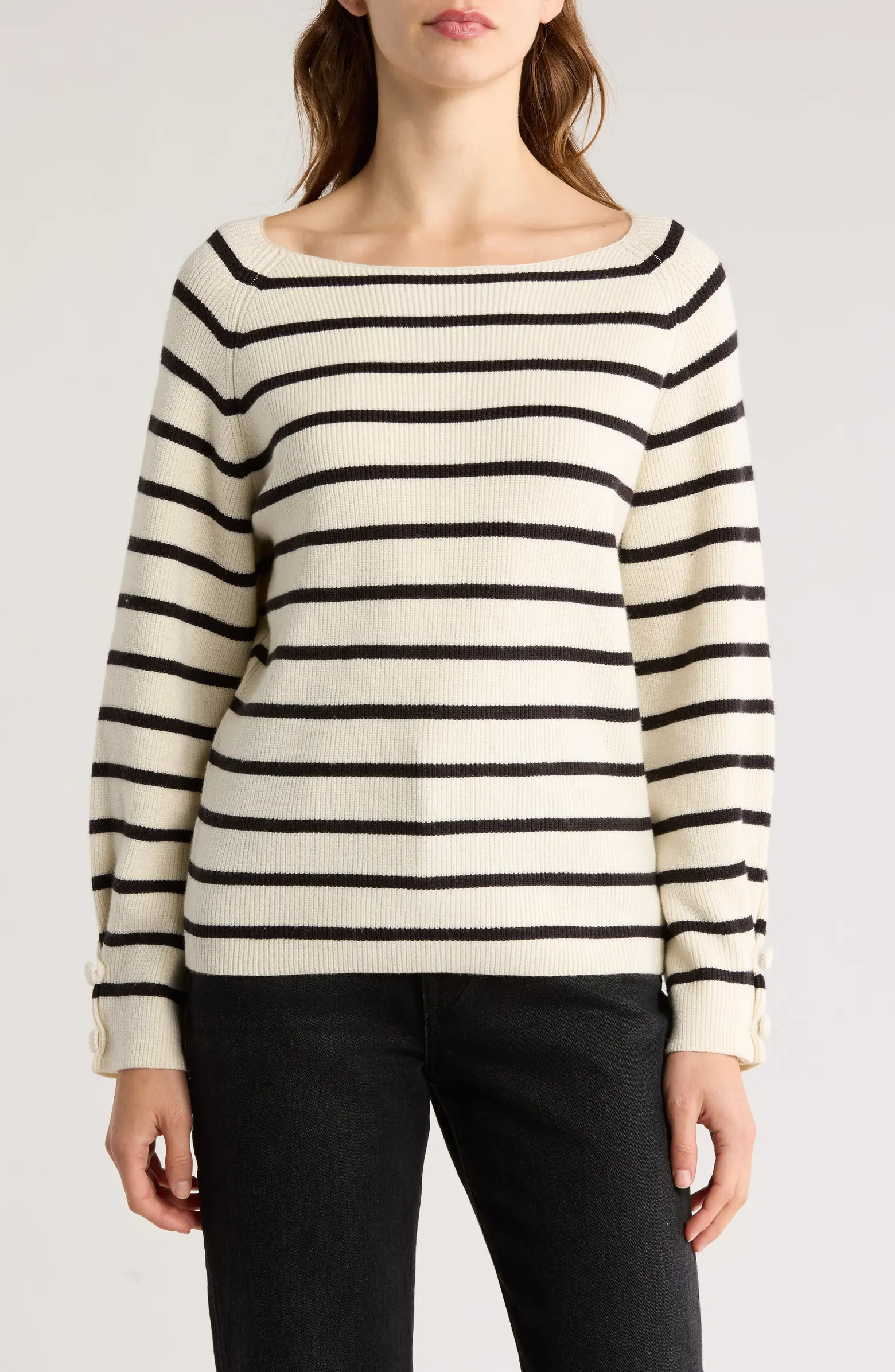 ICHI Striped Boat Neck Sweater | Nordstromrack | Nordstrom Rack