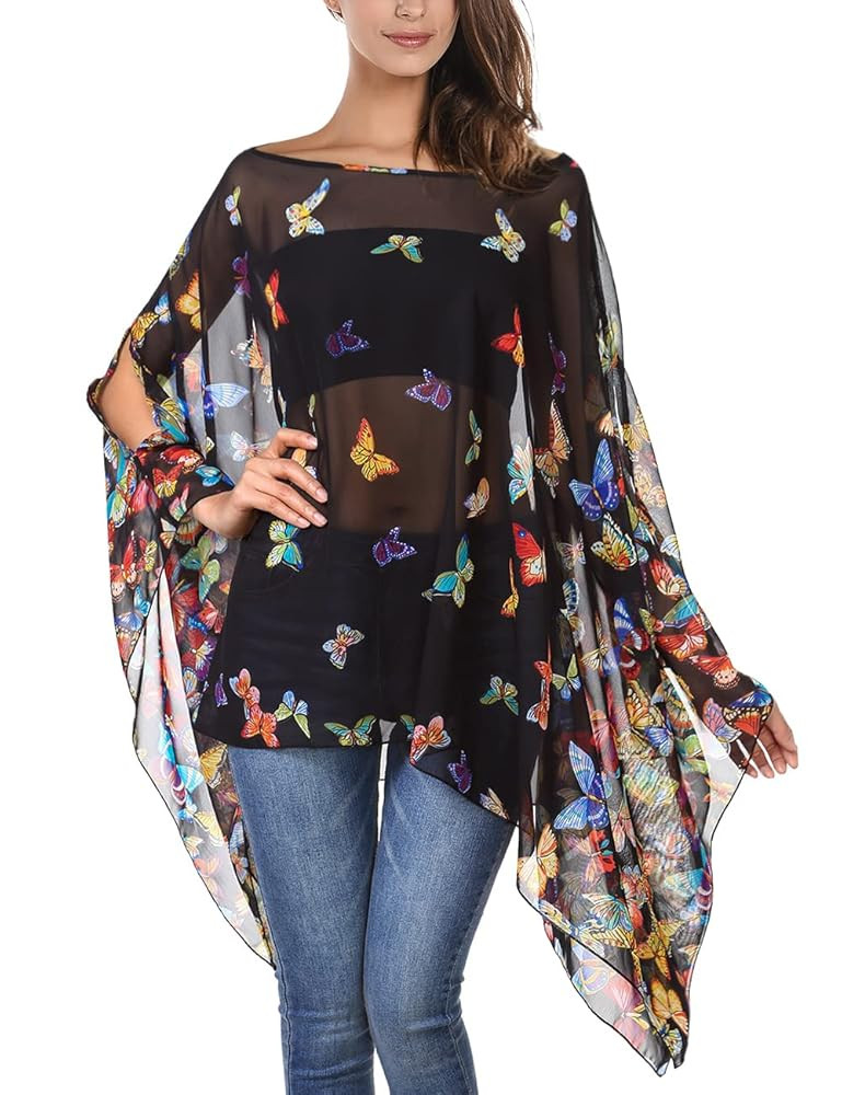 DJT Women's Summer Beach Bikini Bathing Suit Cover Ups Swimsuit Coverup for Women Chiffon Blouses... | Amazon (US)