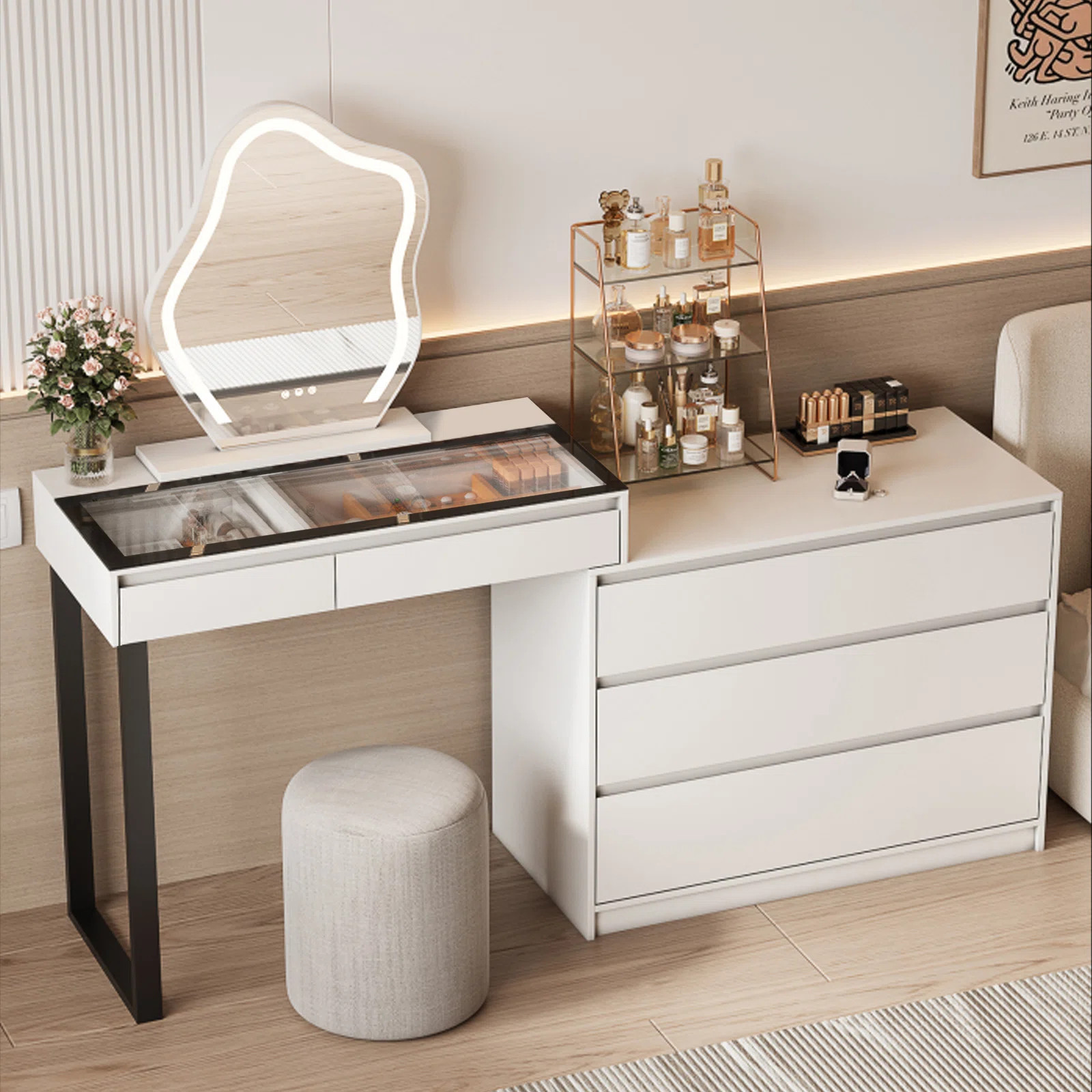 Ledah Vanity Desk with Mirror and Lights | Wayfair North America