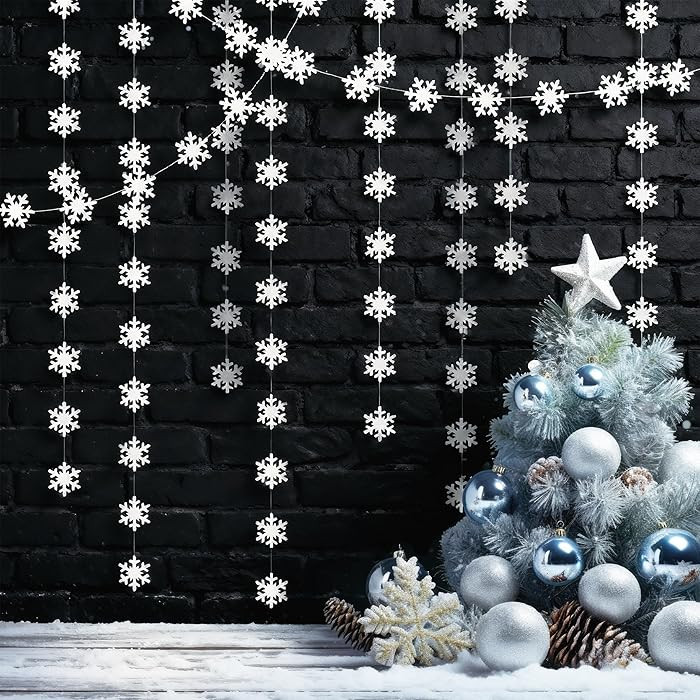 Cheerland Clearance Winter Wonderland Party Decorations White Snowflake Garland Hanging Christmas... | Amazon (US)
