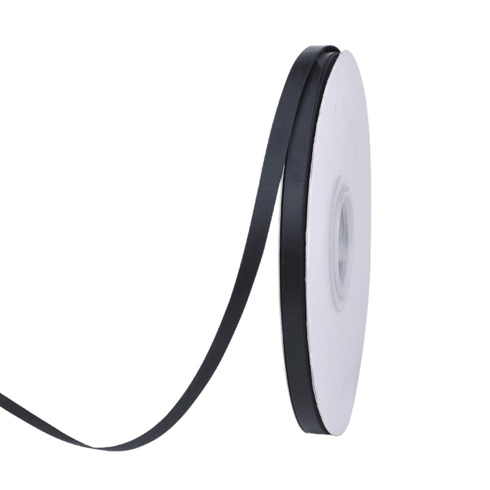 1/4 inch Black Double Face Satin Ribbon 50 Yards Per Roll for Bouquet Gift Wrapping Hair Wedding ... | Amazon (US)