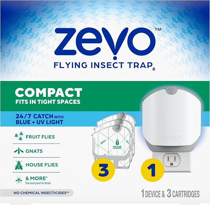 Zevo Compact Flying Insect Trap Kit with Refill Cartridges - Plug-in Indoor Bug Catcher for Gnats... | Amazon (US)