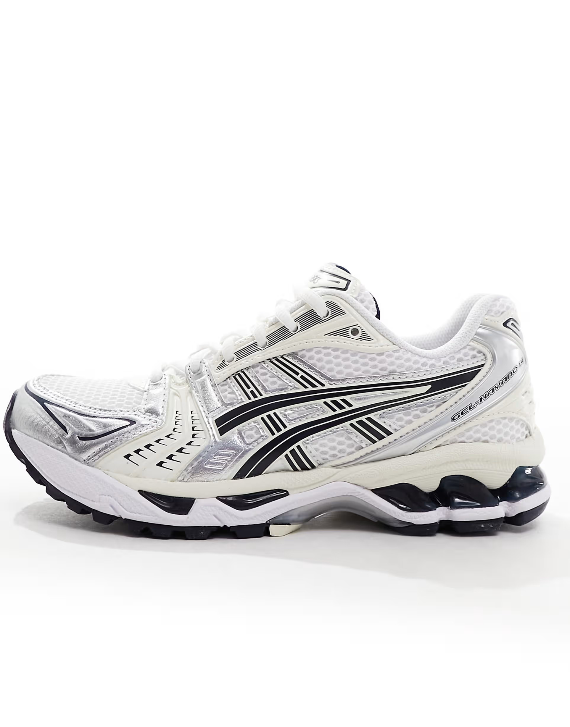 Asics Gel-Kayano 14 trainers in white silver and navy | ASOS | ASOS (Global)