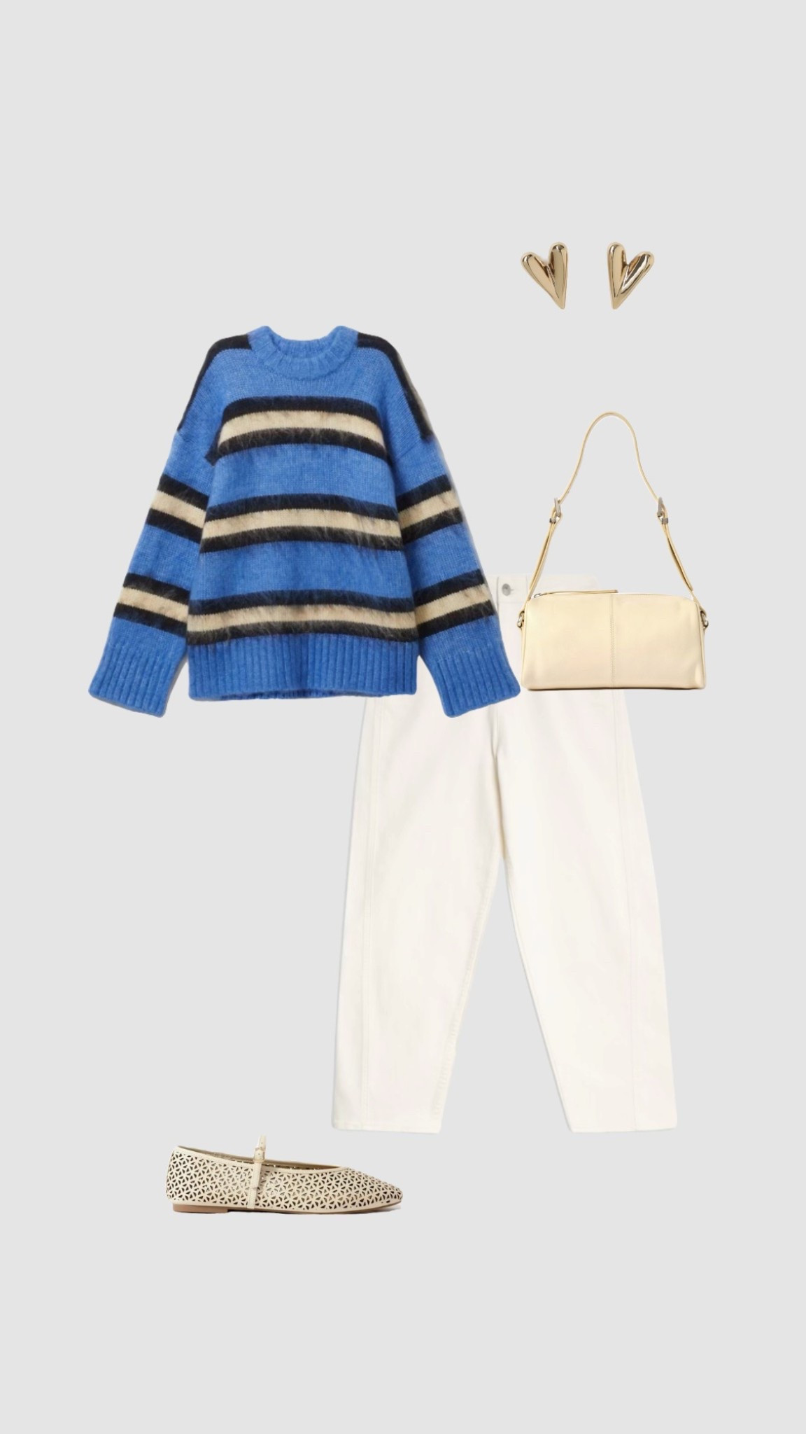 Get 15% off Charles & Keith with code COMAMBW15JESSIE  ✨ (must be logged into your account for the discount to apply) 

Blue & Yellow Striped Knit Jumper, White High Waisted Barrel Jeans and Ballet Flats Spring - Winter Transitional Outfit 🌞

#LTKSpringSale #LTKspring #LTKspringtrends
