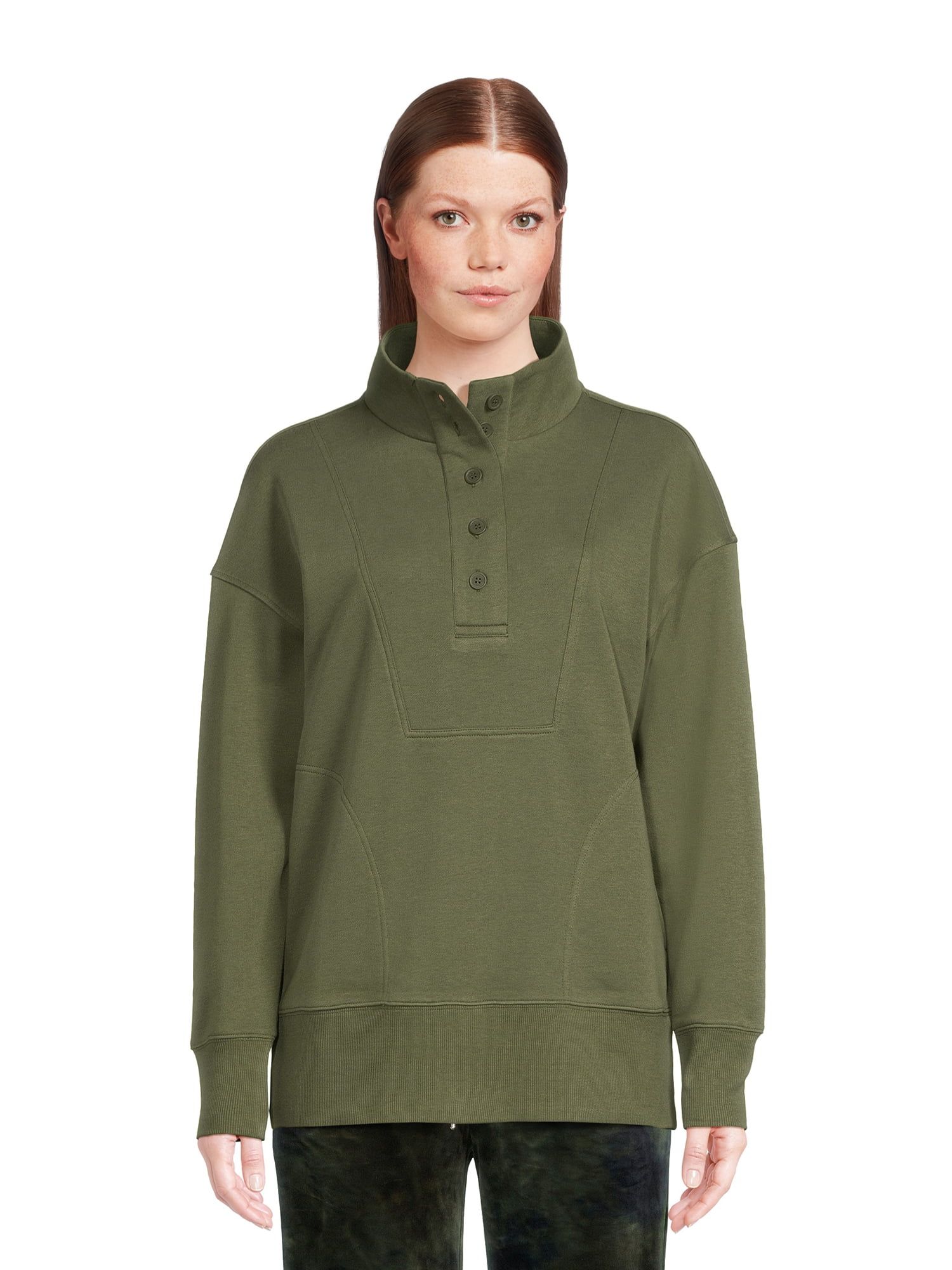 Time And Tru Women's Placket Pullover Top - Walmart.com | Walmart (US)