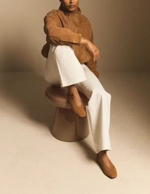 Tan Suede High Vamp Ballet Flats | Nobody's Child