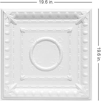 A La Maison Ceilings R47 Romanesque Wreath Foam Glue-up Ceiling Tile (128 sq. ft./Case), Pack of ... | Amazon (US)