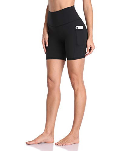 Colorfulkoala Women's High Waisted Biker Shorts with Pockets 6" Inseam Workout & Yoga Tights (M, Black) | Amazon (US)