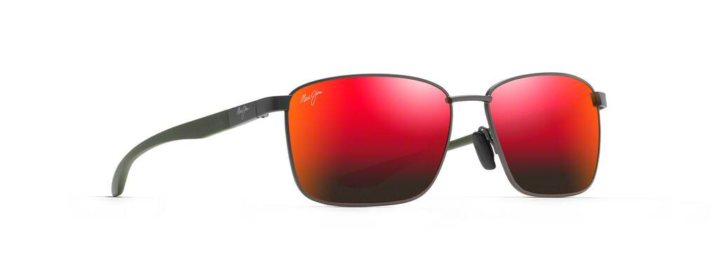 Maui Jim Ka'ala Rectangular Polarized Sunglasses | Dark Gunmetal Frames with HAWAII LAVA Lenses | Maui Jim
