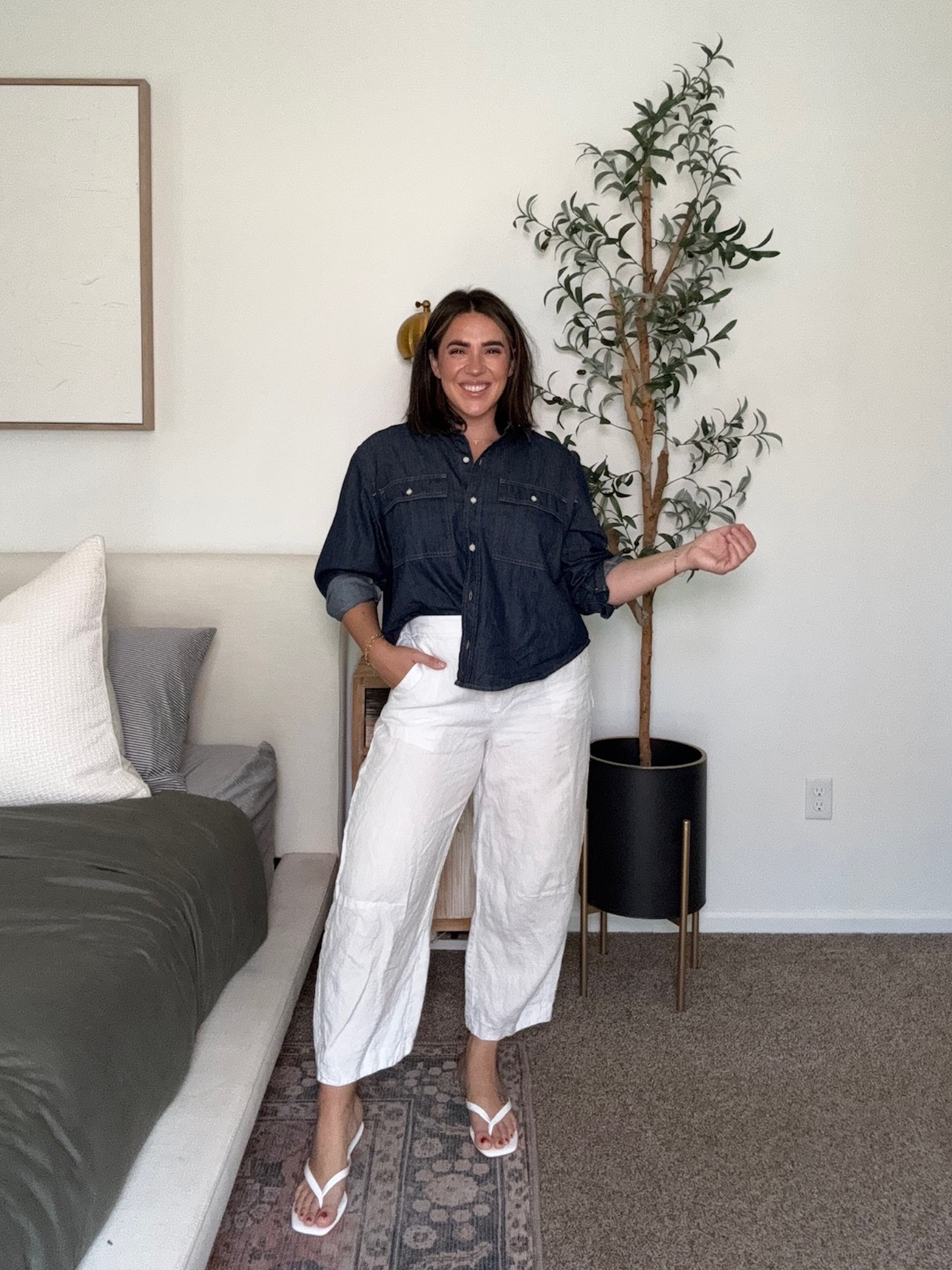 The cutest denim shacket top from Walmart! I paired with the Walmart jeans and my favorite Madewell linen pants! Seriously so cute and a staple for fall! I'm in a large. 

Denim top, midsize fall outfit, Walmart fashion, fall outfits, size 10, fall basics 

#LTKMidsize #LTKFindsUnder50 #LTKStyleTip