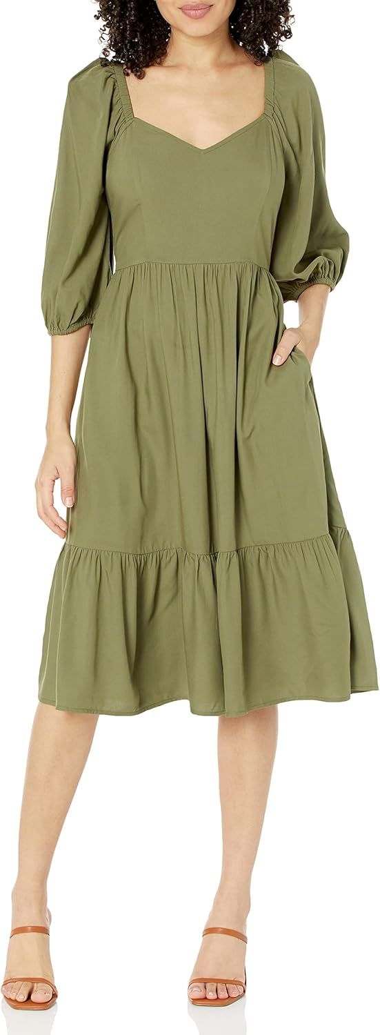 The Drop Women's Lexi Puff Sleeve Sweatheart Neckline Smocked Back Dress | Amazon (US)