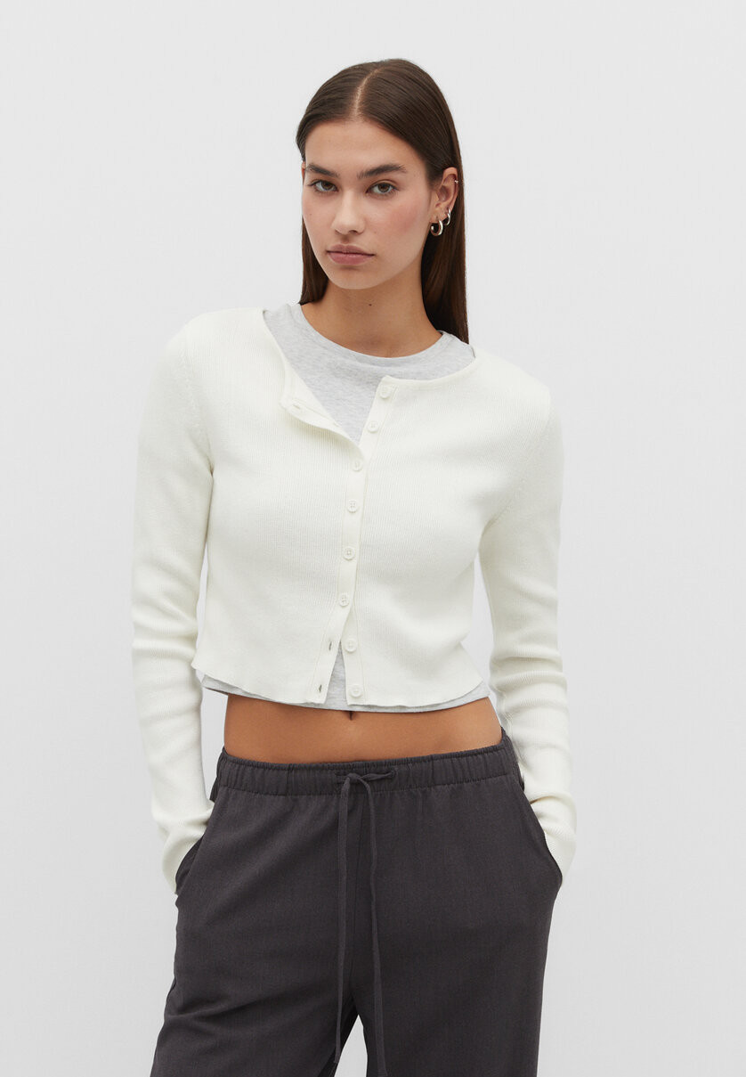 Button-up knit cardigan | Stradivarius (UK)