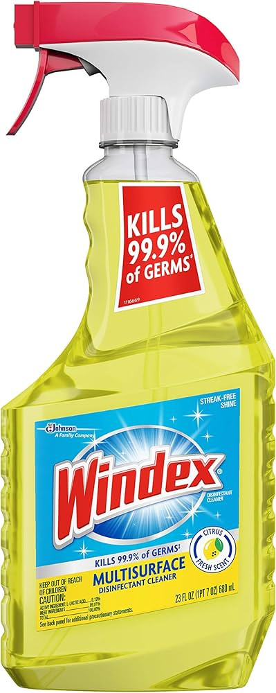 Windex Multi-Surface Cleaner and Disinfectant Spray Bottle, Scent, Citrus Fresh, 23 Fl Oz (Pack o... | Amazon (US)