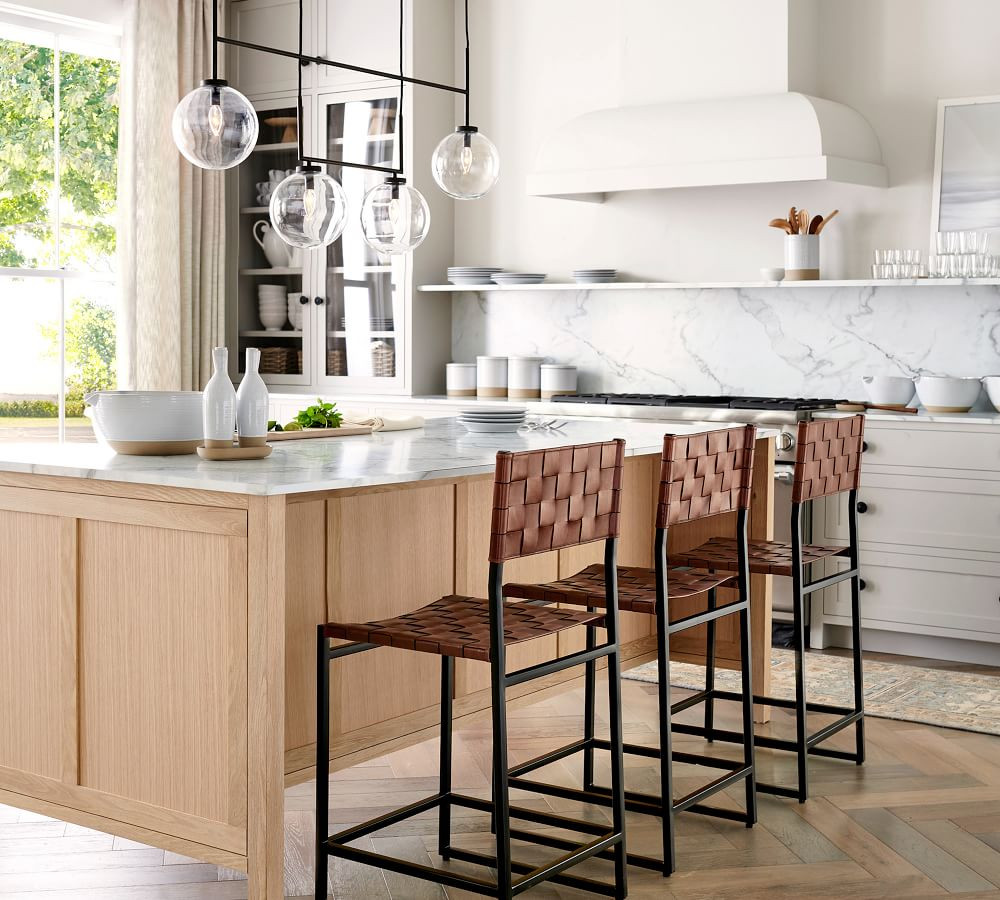 Hardy Woven Leather Bar & Counter Stools | Pottery Barn (US)