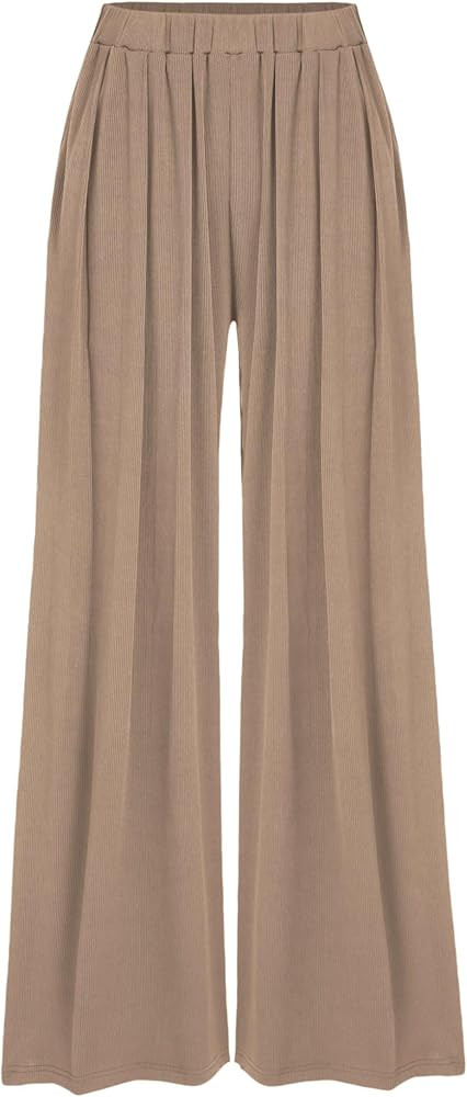CIDER Wide Leg Palazzo Pants for Women with Pockets Elastic Business Causal Pants Women Summer fo... | Amazon (US)