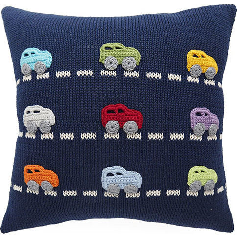 Mini Cars Pillow, Multi/Navy | Maisonette
