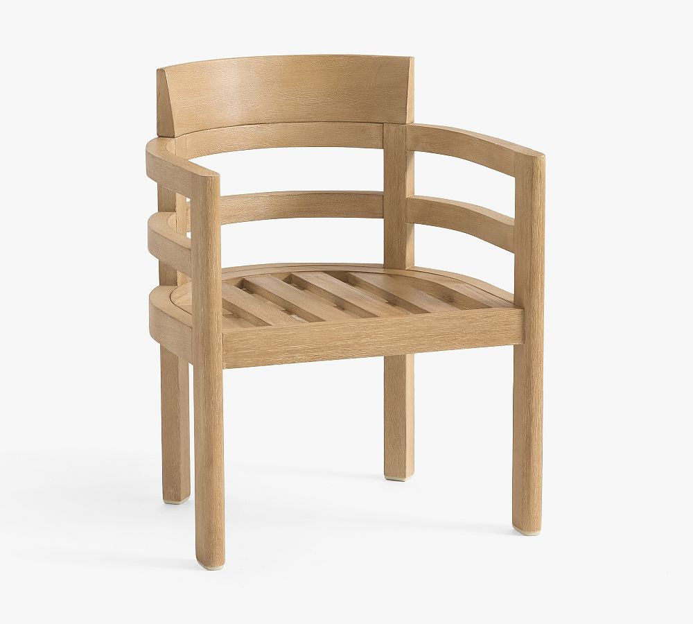 Open Box: Woodside FSC(R) Eucalyptus Outdoor Dining Armchair Frame - Coastal Beachwood | Pottery Barn (US)