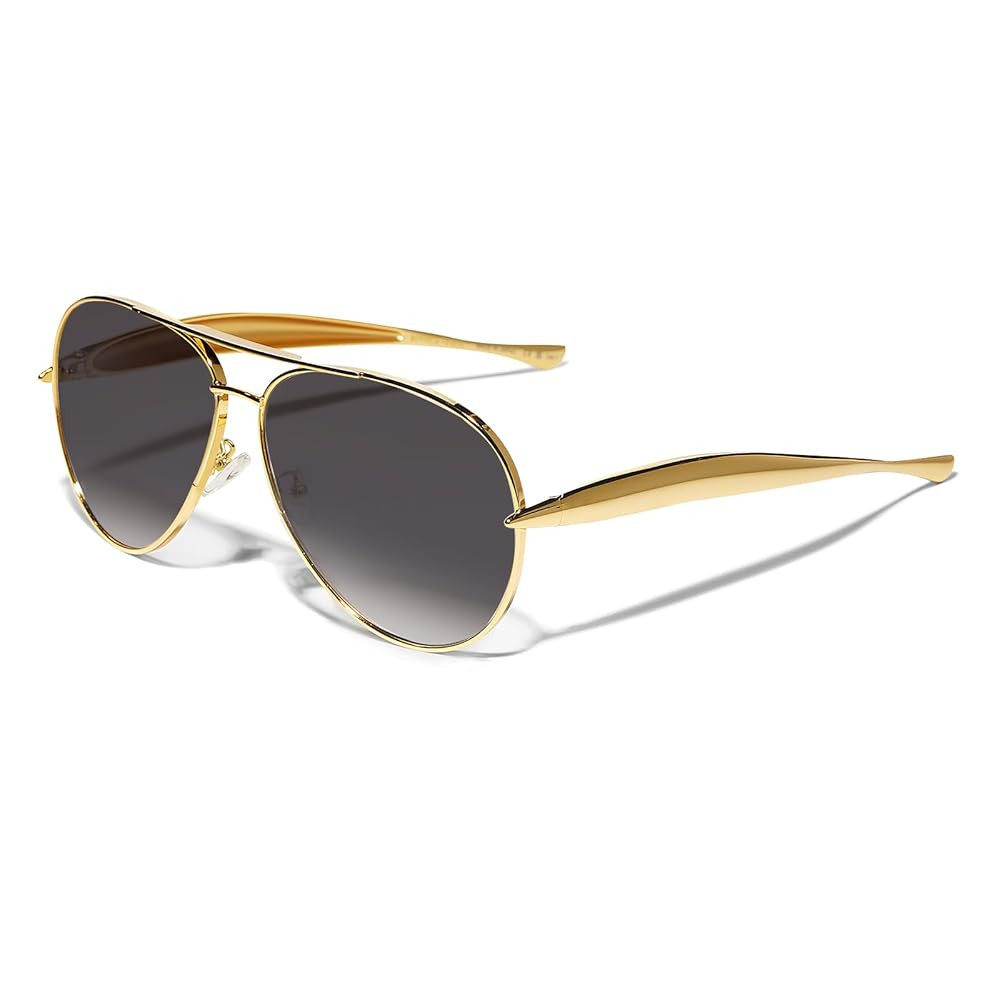 Retro Gold Aviator Sunglasses for Women Men, 2025 Metal Oversized 70s Aviators Sun Glasses | Amazon (US)