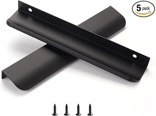 Satanga Edge Black Finger Pull for cabinets Kitchen Concealed Drawer pulls Aluminum Flat Hidden B... | Amazon (US)