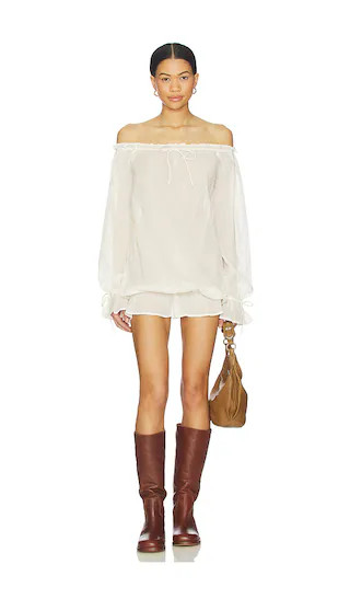 Hesper Mini Dress in Cream | Revolve Clothing (Global)