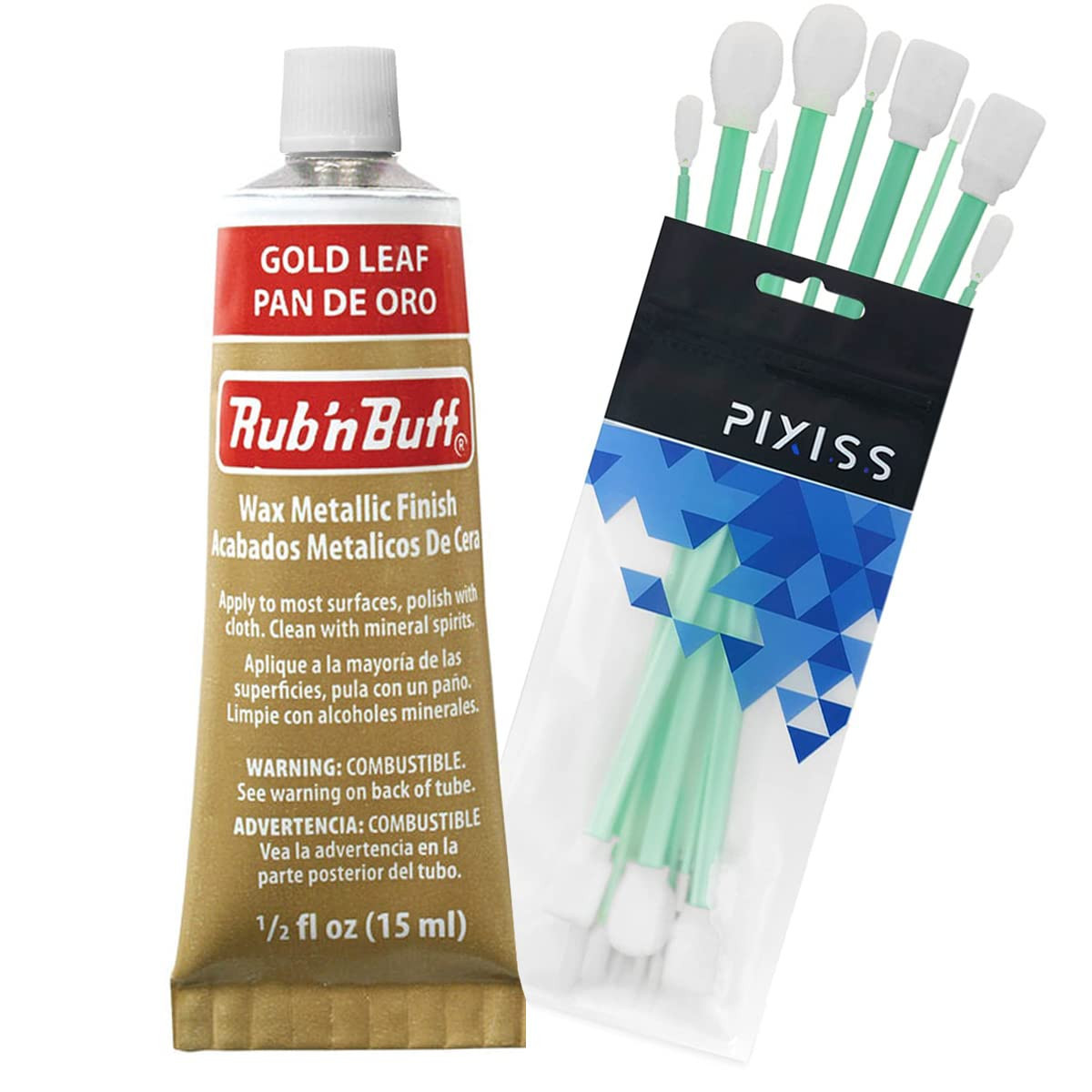 Rub and Buff FinishWax Metallic Gold Leaf, 0.5-Fluid Ounce, Pixiss Blending and Application Tools... | Amazon (US)