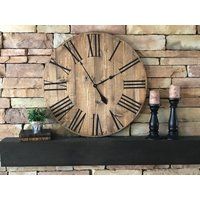 30 inch Farmhouse Clock, Natural Clock, Oversized Clock, Farmhouse style Clock, Rustic Wall Clock | Etsy (US)