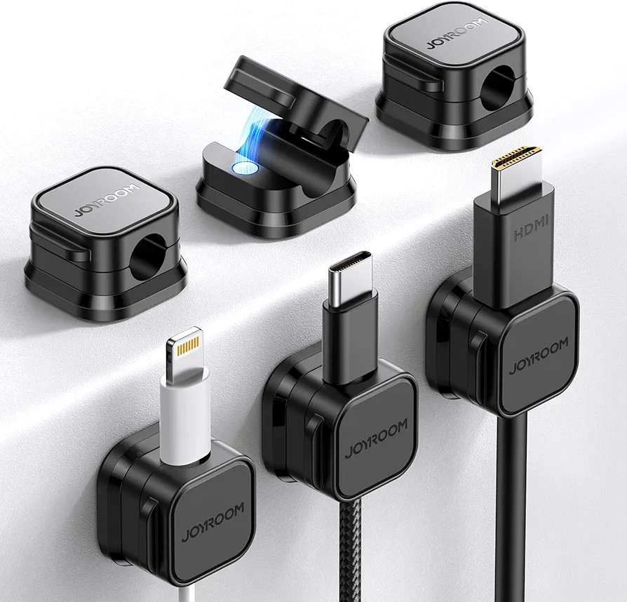 6 Pack Magnetic Cable Clips [Cable Smooth Adjustable] Cord Holder, Under Desk Cable Management, J... | Amazon (US)