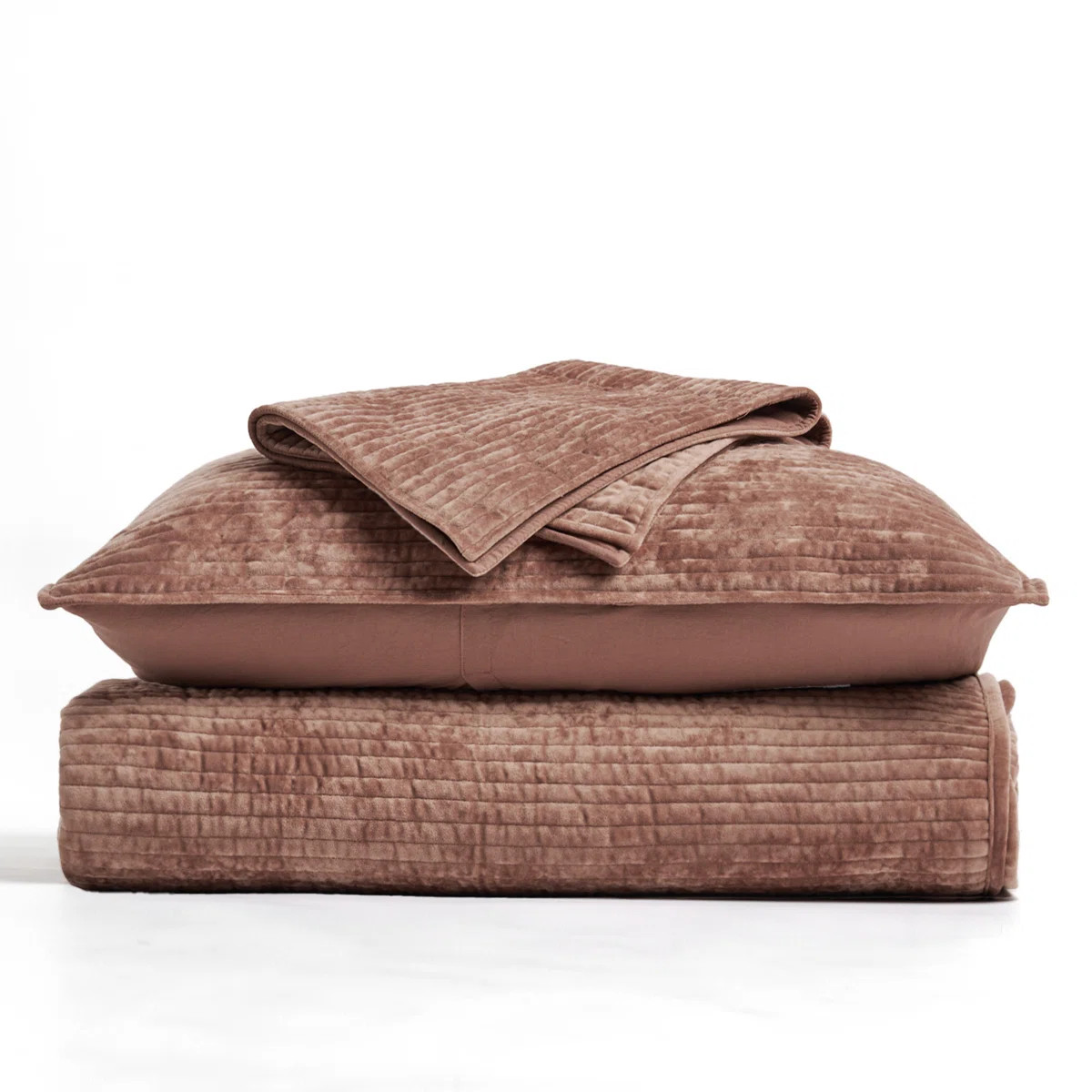 Striped Channel Velvet Quilt Set | Wayfair North America