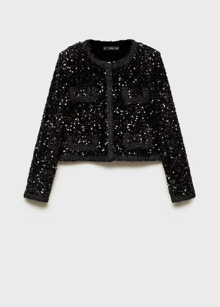 Sequin jacket with pockets - Women | MANGO United Kingdom | MANGO (UK)