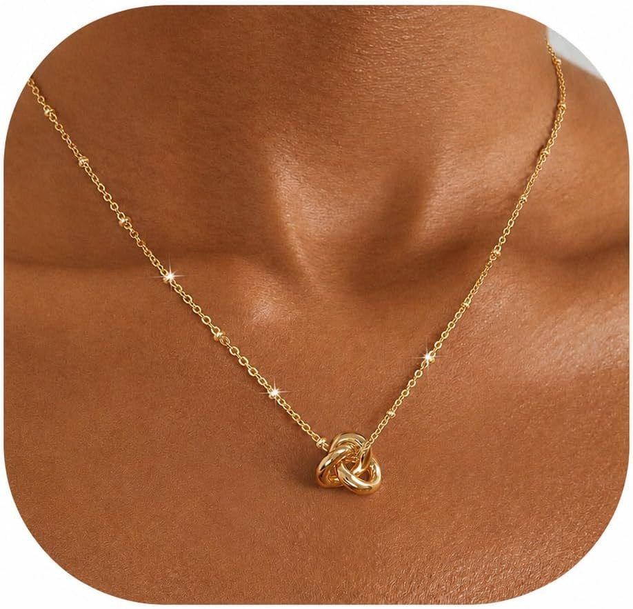 Love Knot Necklace for Women, Dainty Trendy Cute Womens Necklace,14K Gold Plated Infinity Pendant Necklaces,Delicate Gold Charm Choker Wedding Necklace,Layered Simple Gold Interlock Necklace for women,Unique Jewelry Small Gift for Women | Amazon (US)