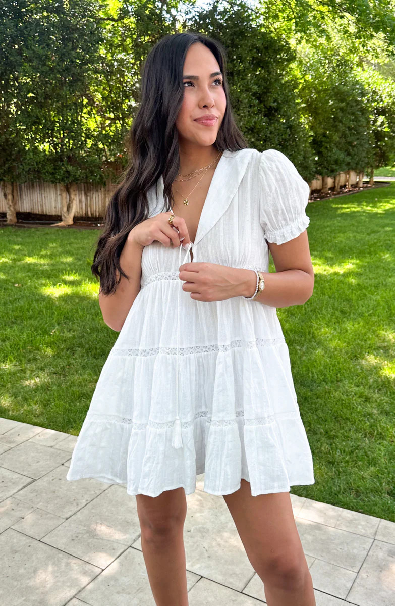 Love Grows Here White Collared Dress | Apricot Lane Boutique