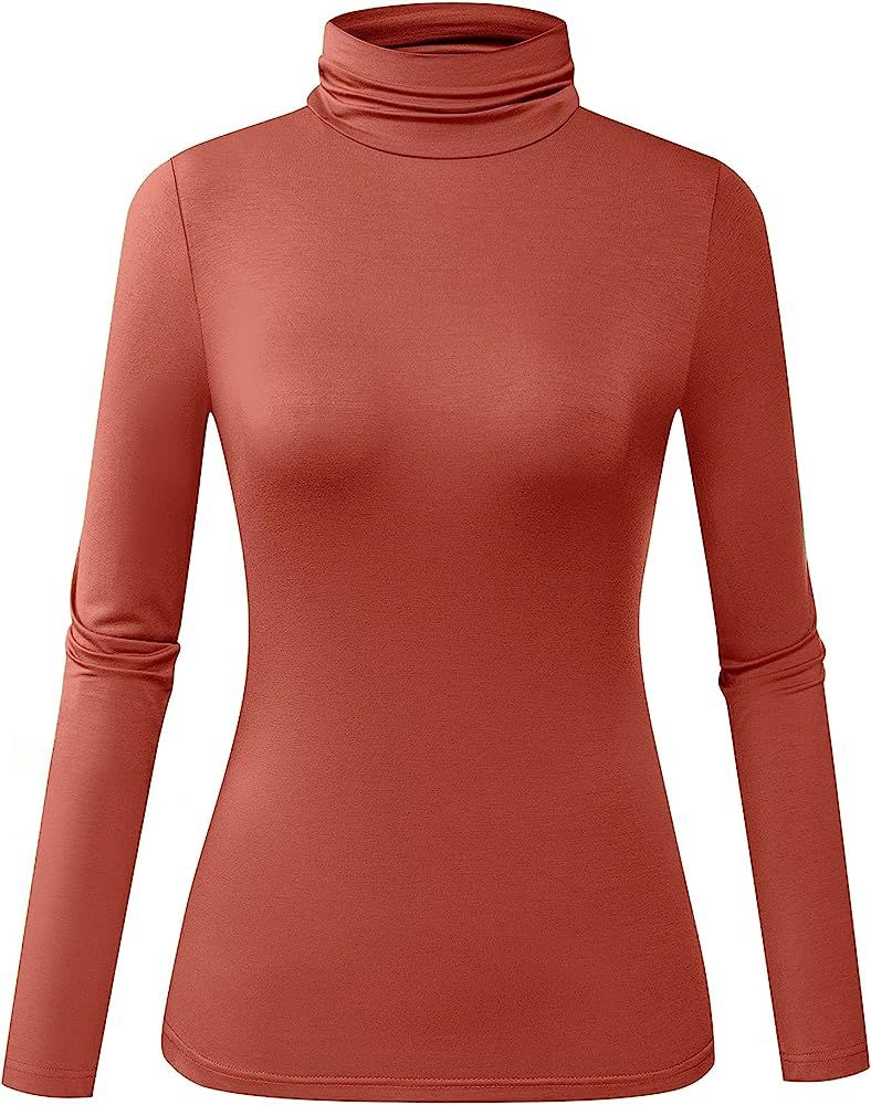 Herou Womens Mock Turtleneck Casual Long Sleeve Slim Fitted Layer Tops Shirts | Amazon (US)