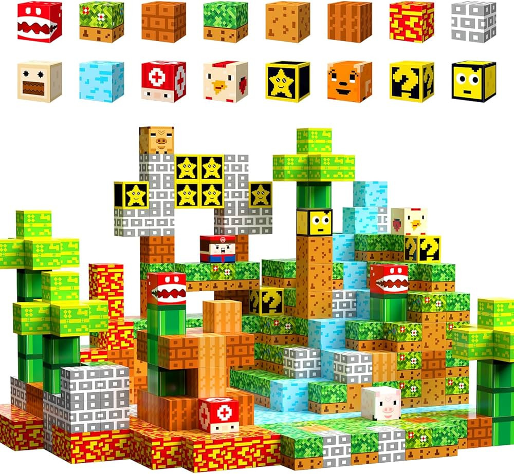 104PCS Magnetic Blocks Build Mine Magnet World Set Building Toys for Toddler Boys Girls 3+, STEM ... | Amazon (US)