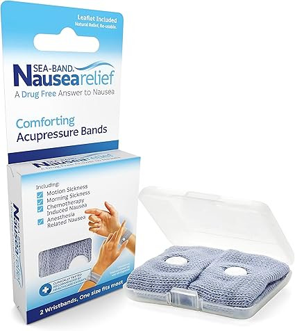 Sea-Band Anti-Nausea Acupressure Wristband for Motion & Morning Sickness, 1 Pair, Gray | Amazon (US)