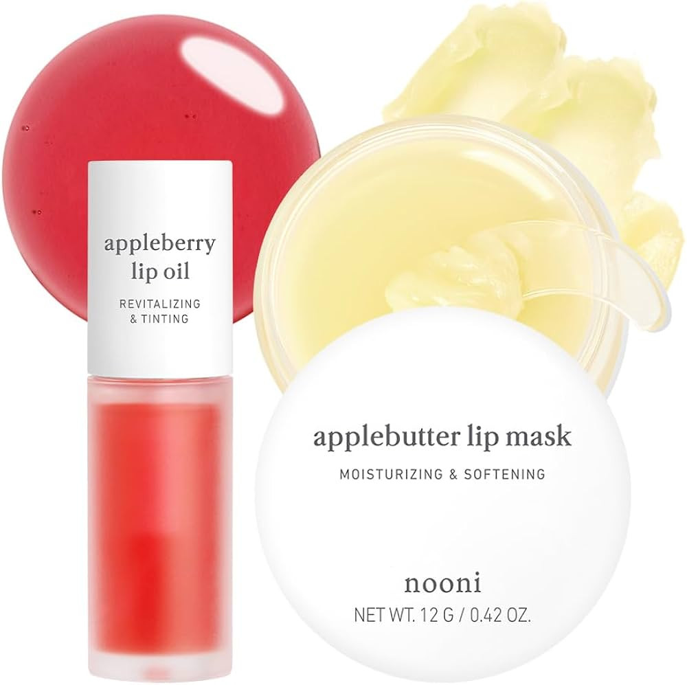 NOONI Korean Vegan Best Lip Duo | Applebutter Lip Mask and Appleberry Lip Oil Value Set | with Sh... | Amazon (US)