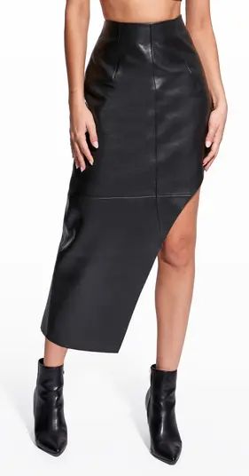 Fallon Asymmetric Recycled Leather Midi Skirt | Nordstrom