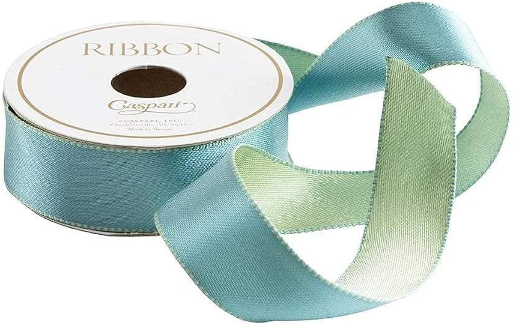 Caspari Duck Egg & Celadon Reversible Satin Wired Gift Ribbon - 30 Foot Spool | Amazon (US)