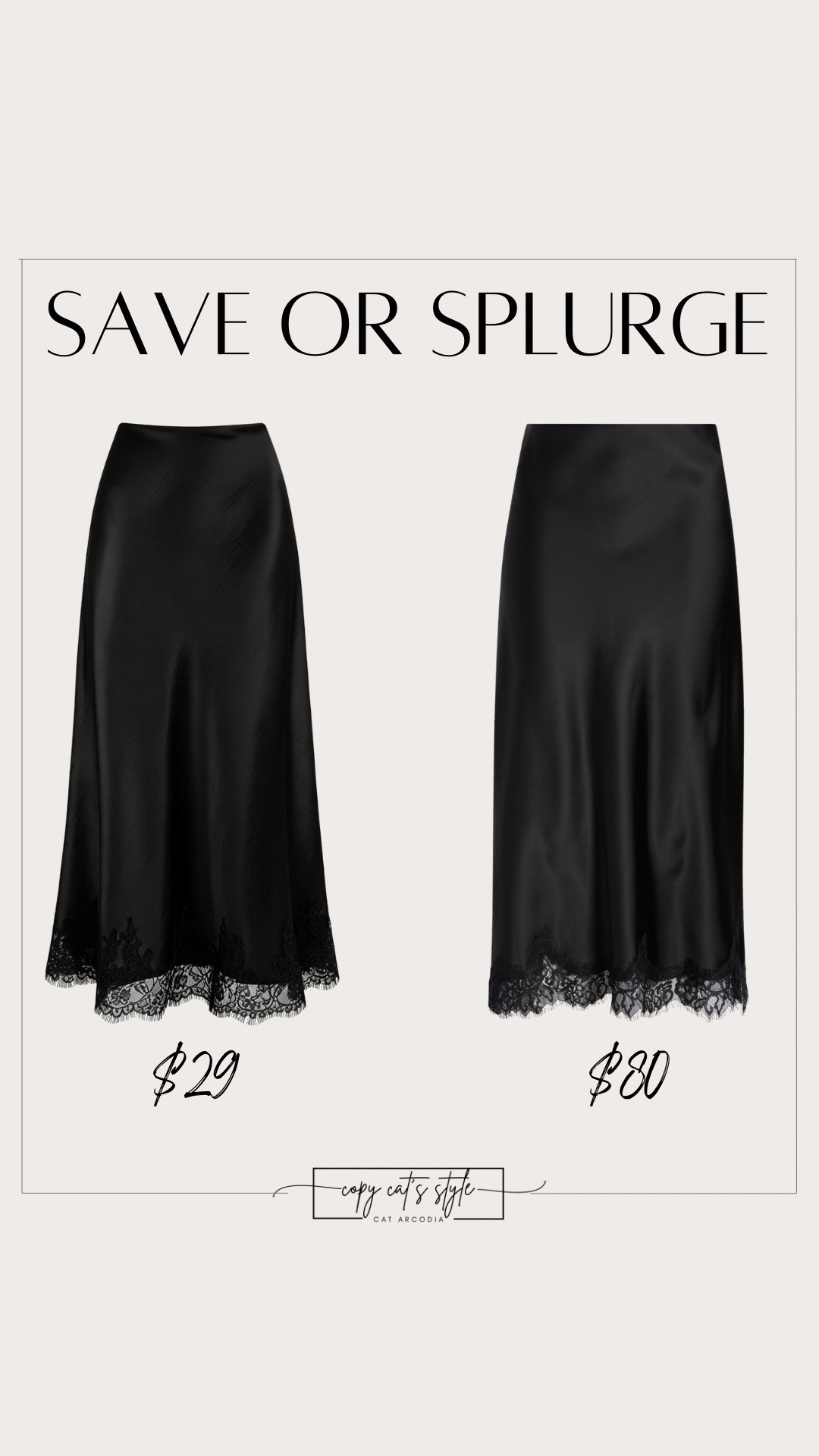Save or splurge on the trending silk satin lace hem skirt. Work skirt, date night skirt, cocktail party skirt

#LTKOver40 #LTKSaleAlert #LTKMidsize
