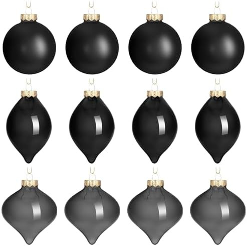 Zomiboo 12 Pcs Black Glass Christmas Ball Ornaments Set 3.15" Hanging Shatterproof Glass Bulbs fo... | Amazon (US)