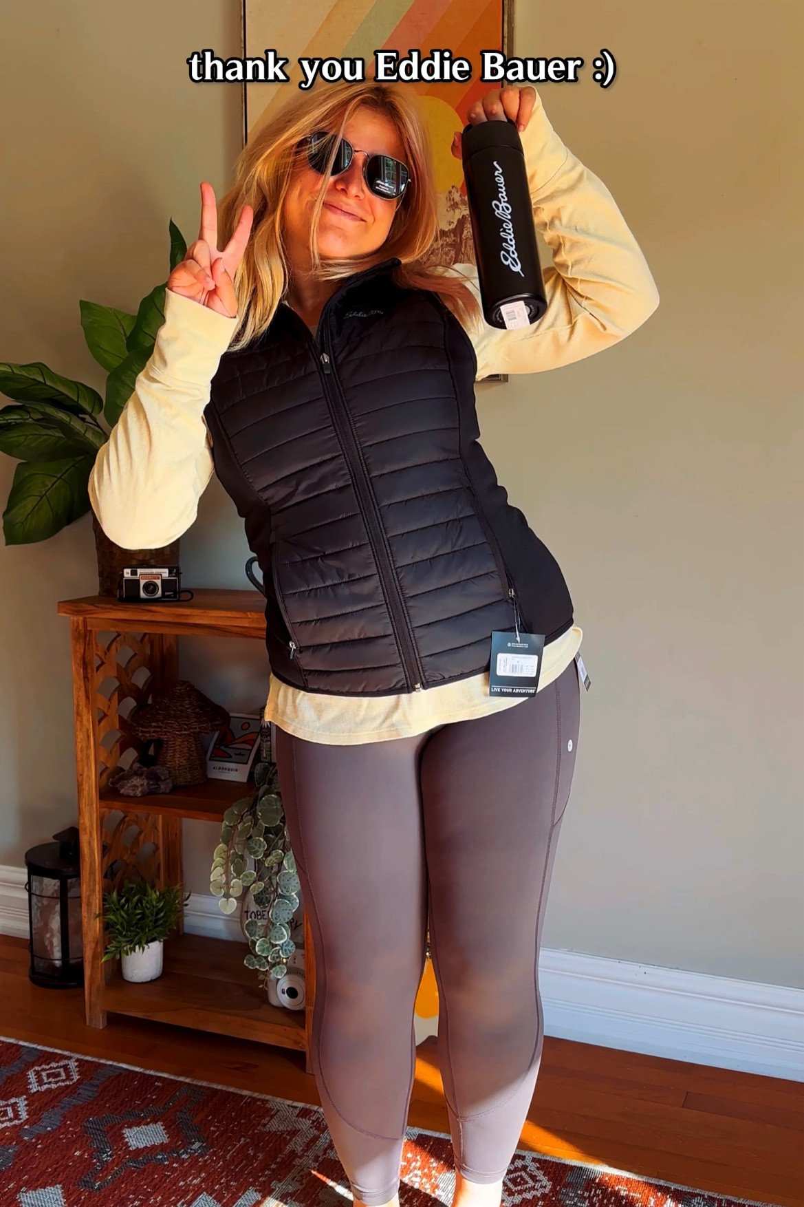 Full Eddie Bauer Hiking Fall Outfit - Vest Leggings Long sleeve Sunglasses Waterbottle Cute Autumn Style Inspo

#LTKtravel #LTKSale #LTKSeasonal