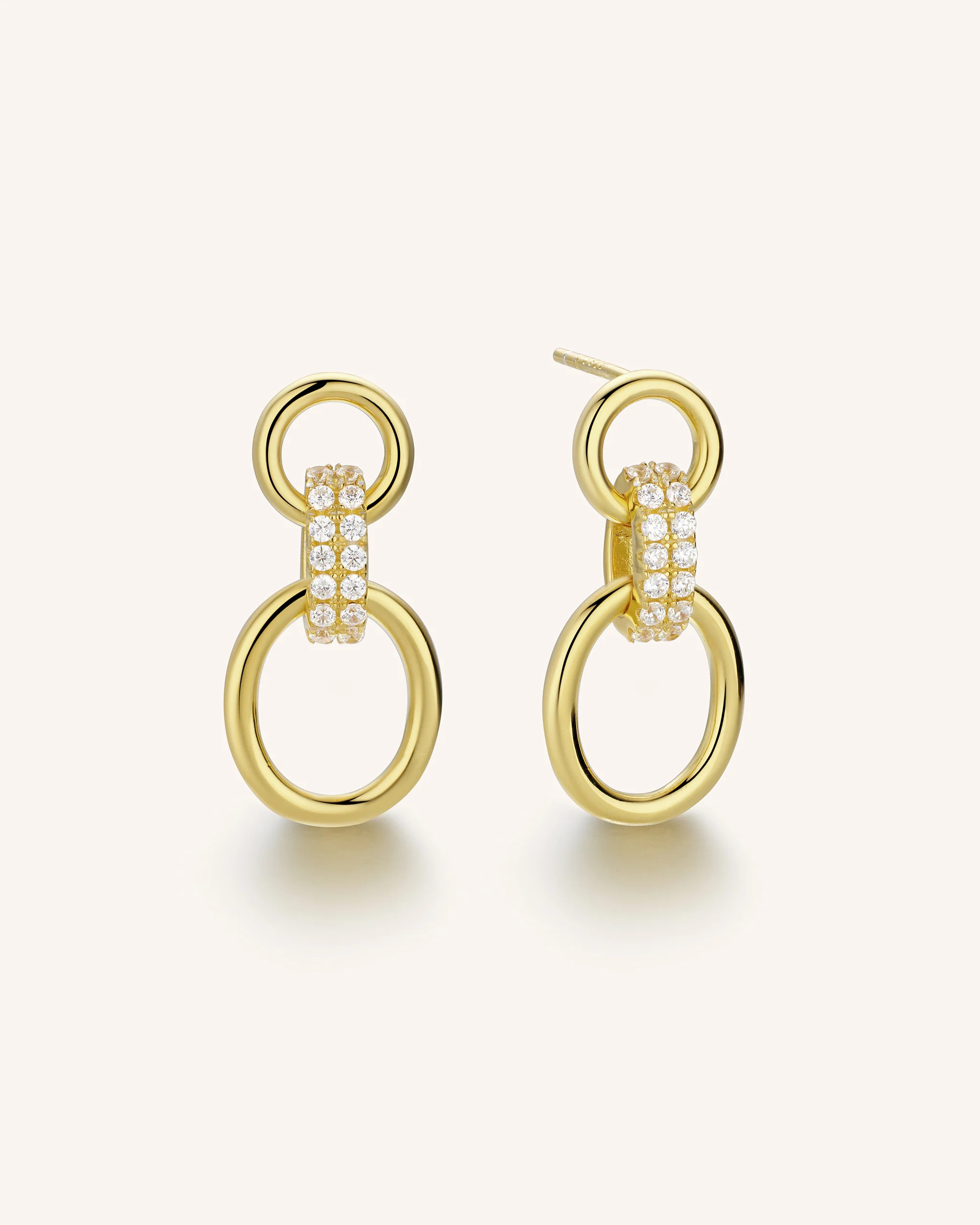 Pavé Hoop Link Earrings | PEACHMIND