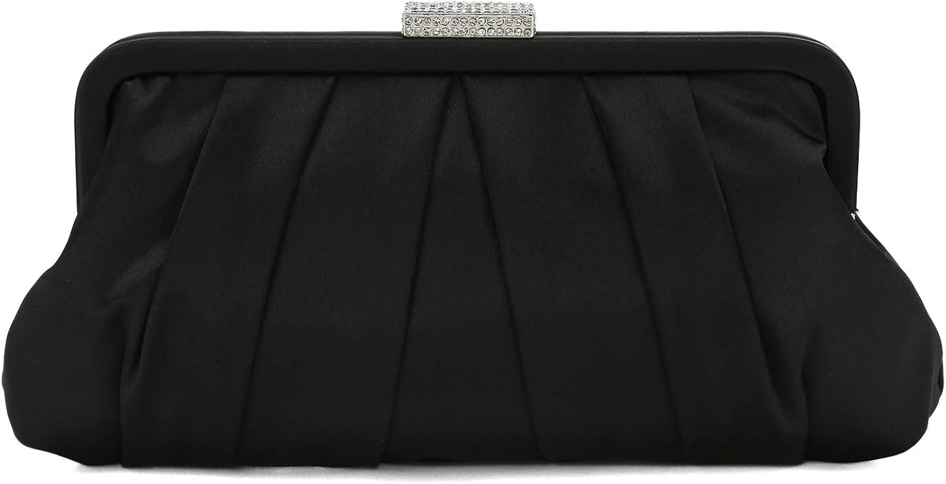 Charming Tailor Classic Pleated Satin Clutch Bag Diamante Embellished Formal Handbag for Wedding/... | Amazon (US)